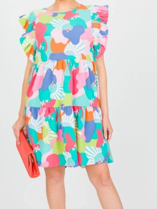 Michelle Mcdowell Dresses & Skirts - Michelle McDowell Everly Dress Ruffled Coastal Cover Up Dress Resortwear Medium